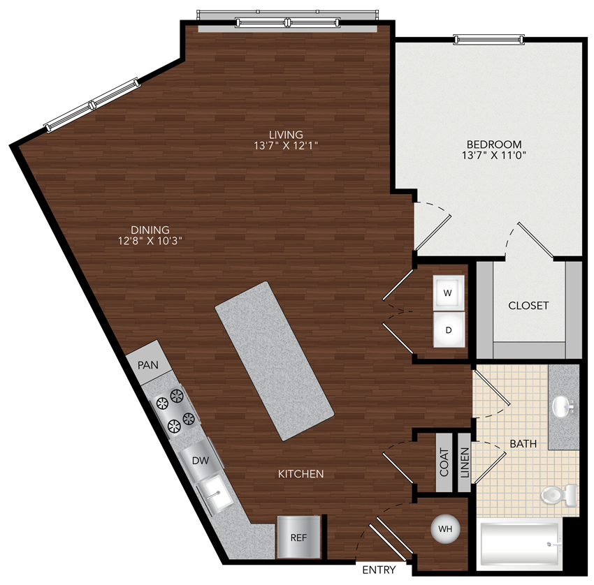 Tapestry Largo Station_Largo MD_Floor Plan 1E_One Bedroom One Bathroom Tapestry Largo Station_Largo MD_Floor Plan 1E_One Bedroom One Bathroom